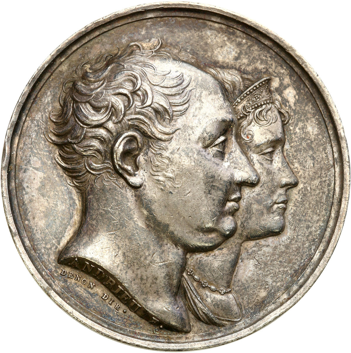 Francja, Napoleon I 1810 , Medal Wizyta bawarskiej pary królewskiej w Paryżu srebro